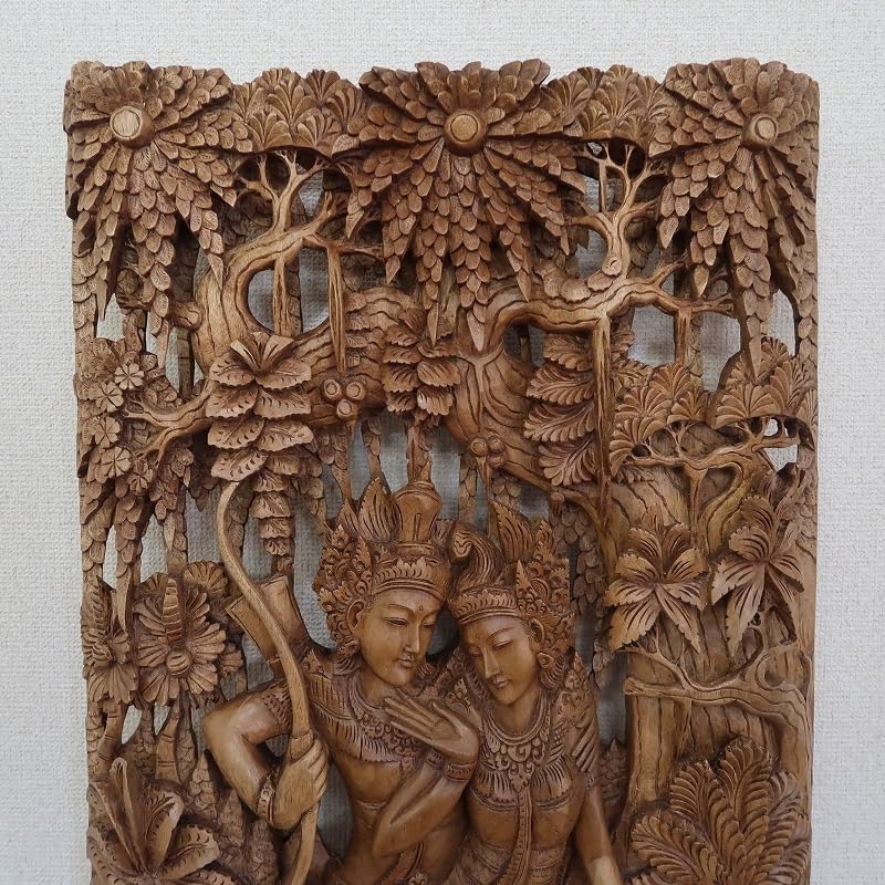 【価格交渉可】ラーマヤナ物語 ラーマ＆シータ 木彫りのレリーフ 価格交渉可】ラーマヤナ物語 ラーマ＆シータ 木彫りのレリーフ